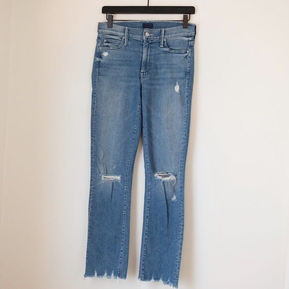 Mother Denim Rascal Ankle Chew Straight Leg Distressed Jeans Learning to Hula 26 - Picture 3 of 11